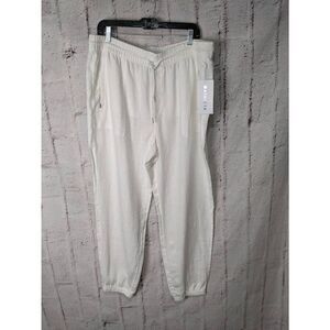 Athleta Women’s Retreat Linen Pant White High Rise Joggers Sz XL NEW Beach Coast